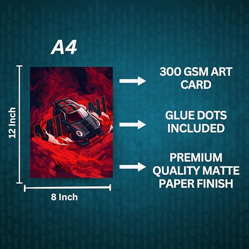 Image of Posters Inc Sports Cars Posters for Wall A4 Size Aesthetic Setup 300 GSM Matte Paper Pack of 6 Automotice Motorsport Decor for Gaming Room, Bedroom, Home, Office & Living Room Glue Dots Included