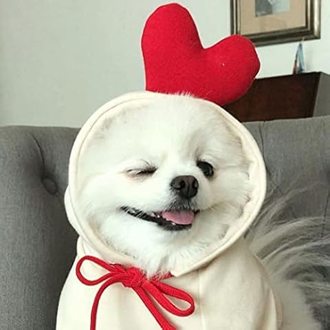 ChezAbbey Halloween Pet Costume Dog Sweaters Dog Cold Weather Coats Doggie Drawstring Hoodies Outfit Cute Love Shape Puppy Jumper Dog Pajama Clothes Cat Apparel Adorable Pet Transfiguration Coat Cover