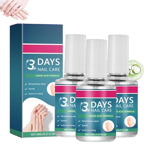 3 Days Nail Care, Keratin 3 Days Nail Growth Treatment for Nail Nourishment and Fast Result, Nail Care Oil with Keratin Amino Acid Formula, Strengthening Polish, for Weak and Damaged Nails, 16ML (3PC)