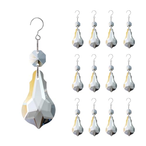 GOLDENHAITAI 12pcs Crystal Suncatchers, Hanging Crystals Chandelier Prisms