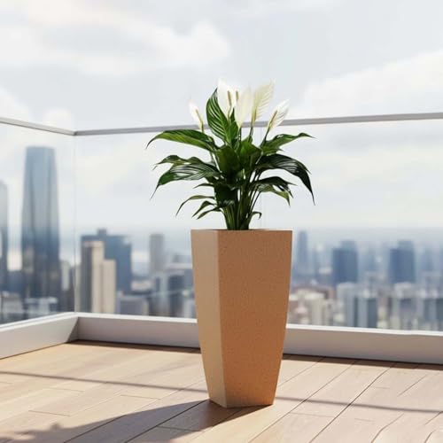 Image of Go Hooked Matrix 24 Inch Big Flower Pot | Outdoor & Indoor Planter for Balcony, Garden & Terrace | Durable Lightweight Decorative Polymer Pot for Live & Artificial Plants (Brown)