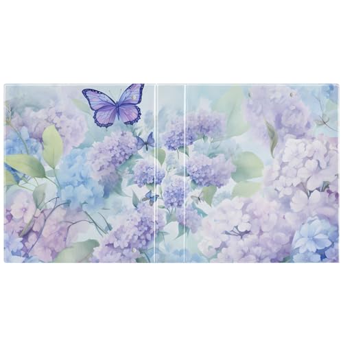 Image of Purple Hydrangea Flower Butterfly 3 Ring Binder with 2 Interior Pockets 1.5 inch Binders 3 Ring Heavy Duty Fit 8.5 inch x 11 inch Letter Size for Office School, 2 Pack