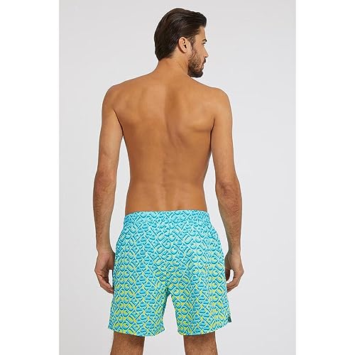 GUESS Men's Standard Swim Trunk Medium Logo AOP3