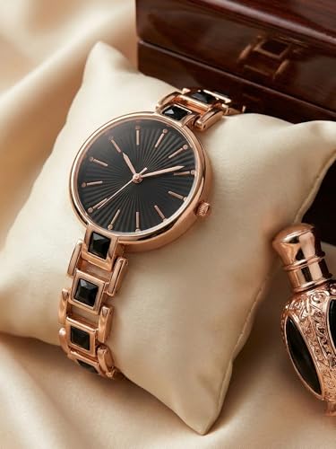 Image of AMERICANVIBER Red Diamond-Studded Women's Analog Watch with Adjustable Strap, Stylish Round Dial Wrist Watch for Girls & Ladies, Suitable for Casual, Office, and Formal Use