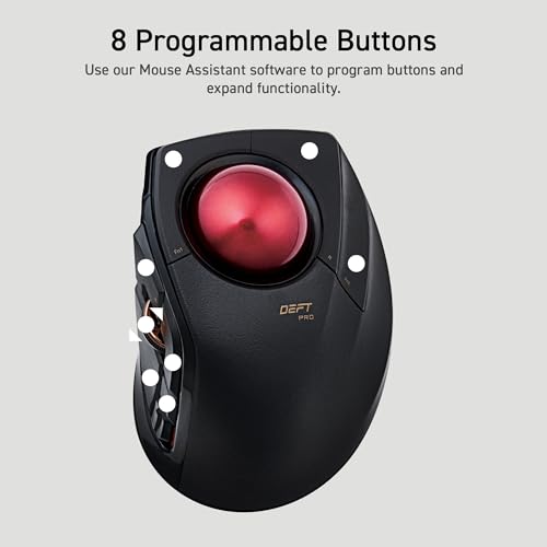 Image of ELECOM Trackball Mouse M-DPT1MRXBK, Wired, Wireless, and Bluetooth, Gaming, High-Performance Ruby Ball, Advanced Responsiveness, 8 Mappable Buttons, Smooth Scrolling, Extra Large, DEFT PRO, Black