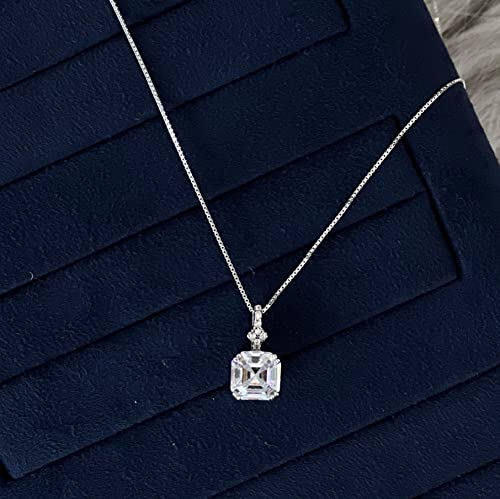 Mints S925 2Ct Morganite Asscher Cut Pendant Necklace Sterling Silver Gemstone Cubic Zirconia Fine Jewelry For Women #TOP3
