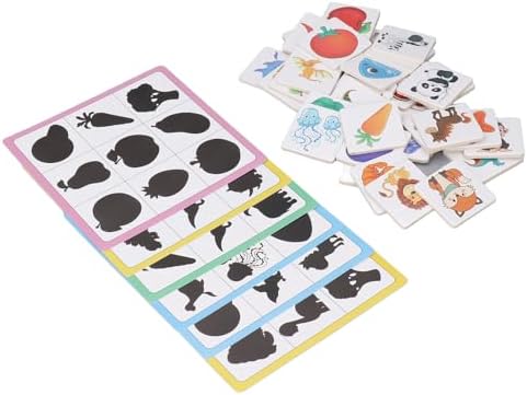 Ycauty Wooden Animal Fruit Shape Matching Card Game For Toddlers 2 To 4 Years Old, Educational Memory Toys For Cognitive Skills Development, 6 Sets Shade Cards 36 Wooden Blocks — view 4