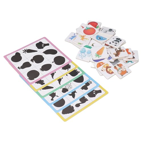 Ycauty Wooden Animal Fruit Shape Matching Card Game For Toddlers 2 To 4 Years Old, Educational Memory Toys For Cognitive Skills Development, 6 Sets Shade Cards 36 Wooden Blocks - Image 5