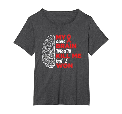 My Brain Tried to Kill Me But I Won T-Shirt, Women's Plus, Dark Heather Grey, 5X