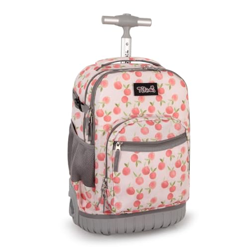 Tilami Rolling Backpack for Kids 18 inch Boys and Girls Laptop Backpack Peach