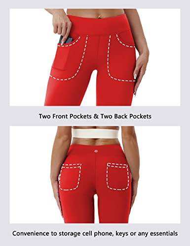 Image of BUBBLELIME 29 inch /31 inch /33 inch /35 inch /37 inch Women High Waist Bootlegs Yoga Pants Tummy Control Bootcut Workout Flared Out Pockets