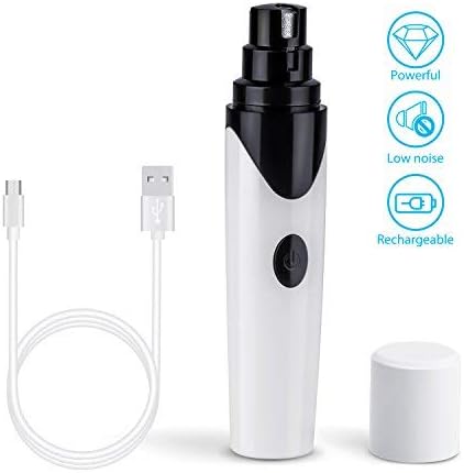 Casfuy Dog Nail Grinder 2018 Upgraded Rechargeable Electric Pet Nail Grinder Portable and Ultra Quite for Small Medium Large Dogs