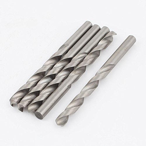 Aexit Silver Tone Tool Holder HSS Straight Drill Hole 7.9mm Tip 113mm Long Twist Drill Bit 5PCS Model:74as440qo228