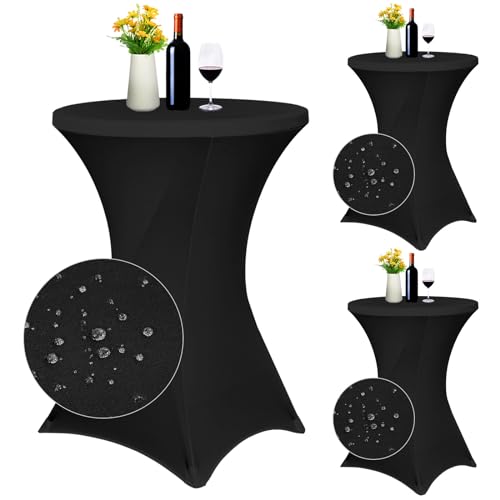 Pesonlook Tovaglia rotonda con angoli quadrati estensibile, in elastan, 80 x 110 cm, colore nero, resistente all'acqua, per bar, matrimoni, cocktail, feste, banchetti (nero)