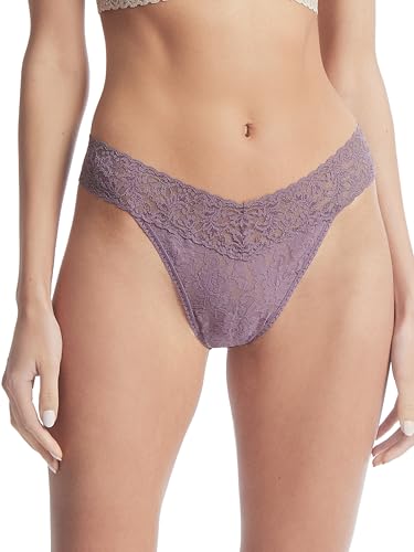 Image of hanky panky - Signature Lace Original Rise Thongs: Holiday Edition | One Size 4-14 | Dusk, Riviera, Shining Armor Grey, Woodland Green, Snow Day Purple | Comfortable Lingerie Underwear | 5 pack