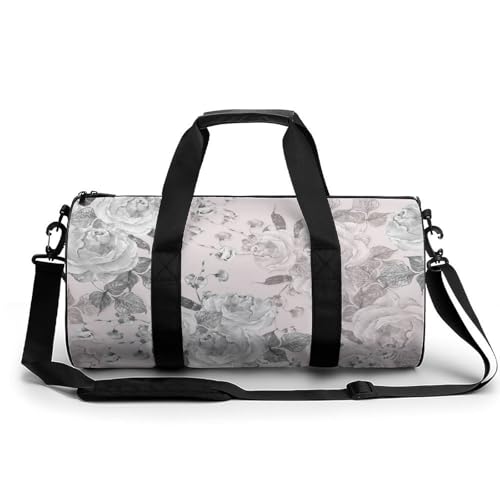 Sac de sport gym fleur gris blanc pour optimiser vos bagages de weekend 45cm