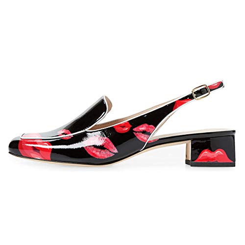 Image of YDN Women Closed Square Toe Block Low Heels Slingback Formal Loafer Dressy Shoes Office Lady Pump Size 4-15 US