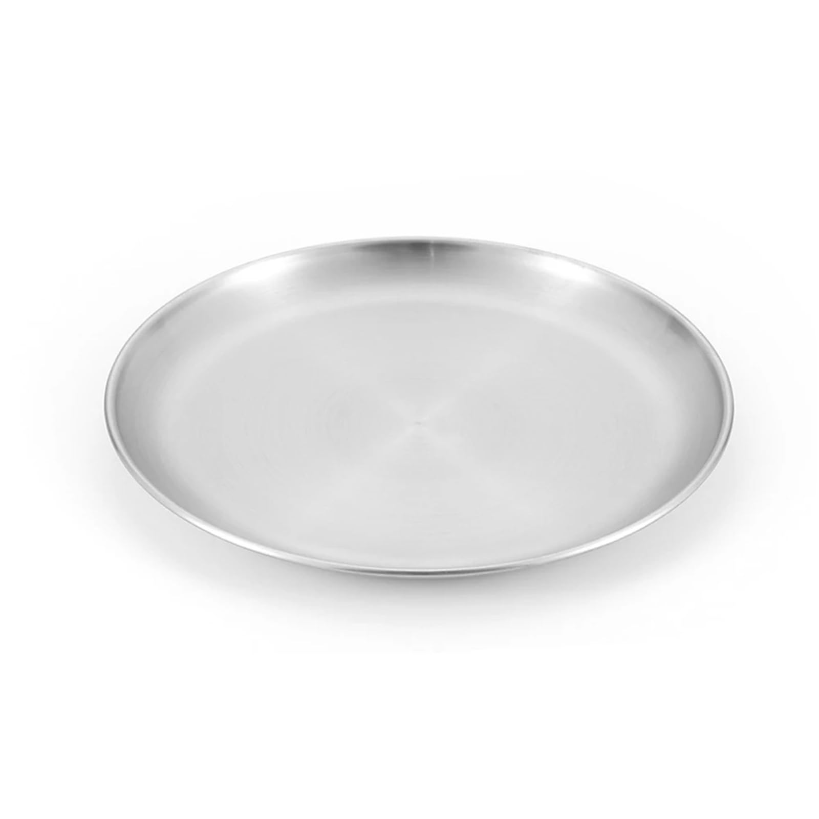 Bandeja de Servicio de Acero Inoxidable Platos de Acero Inoxidable, vajilla Metal Reutilizable, Platos Redondos for Acampar al Aire Libre, Senderismo y Picnic(Diameter 26cm)