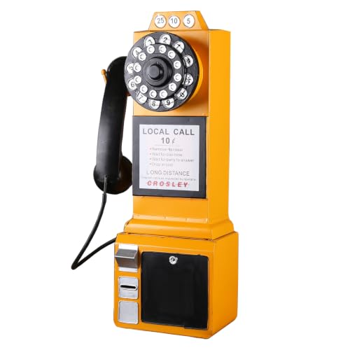 Runeqxar Vintage Iron Telephone Sculpture,Wall Mount,19.29"（Bright Orange）