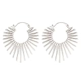 Legitta Sunburst - Pendientes de aro con bisagras para mujer, con textura abierta y gruesa, Metal, Sin piedra preciosa