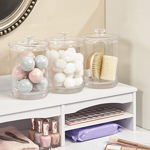 STORi Premium Quality Makeup and Cotton Ball Holders | 60-oz Clear Plastic Apothecary Jar with Lid | Perfect Storage Container to Organize Bathroom and Vanity - Thumbnail 6