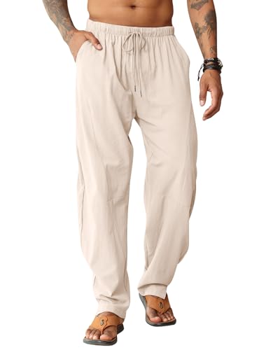 MATERIALE:20% Lino 80% Cotone, pantalone uomo casual elasticizzato in vita.