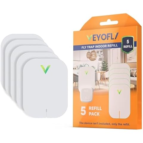 VEYOFLY Gnat Traps for House Indoor Refill, Fly Trap Indoor, Fruit Fly Traps for Indoors, Fly Catcher Indoor, Fly Trap, Plug in Catch for Fruit Flies, Moths, Gnats, Mosquito Trap (Pack of 5 Refills) Cover