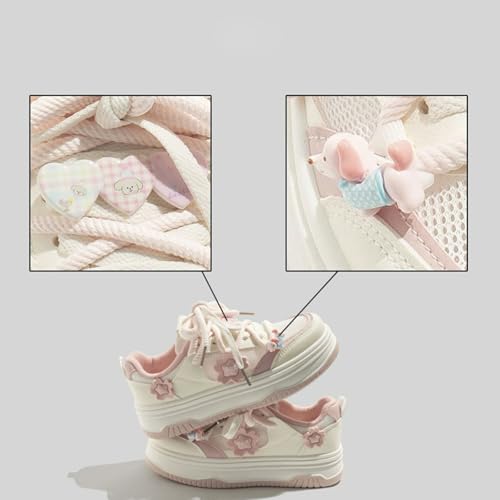Capybara Heart Chunky Platform Sneakers Women Cute Y2K Aesthetic 1.8" Height Increase Breathable Mesh Casual Outfit Spring Summer Walking Shoes2