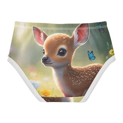 Toddler Underwear Custom 2t Cotton Girl Panties Cute Bright Kids Briefs Undies Cute Deer Sunlit Wildflower2