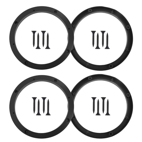 4PCS 6.5 Speaker Spacer Kit with Screws Vibration Damping 6.5 Speaker Adapter for Optimising Sound Quality Universal Car Speakers Rings Automotive Accessories for Most Truck SUV (4PCS)