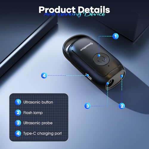 Bubbacare Anti Bell Gerät Hunde, Tragbarer Antibell Ultraschall Gerät, Leistungsstarkes Hunde Bellen Stoppen, Antibell Gerät für Hunde mit LED, Anti Bellen Gerät Drinnen Draußen für Kleine Große Hunde