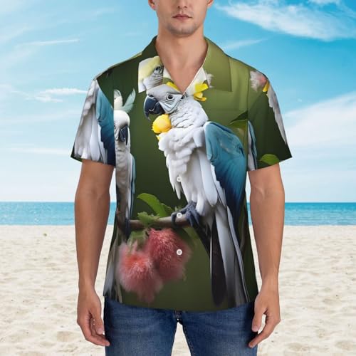 Chemise hawaïenne imprimé cacatoès et fleur coupe décontractée