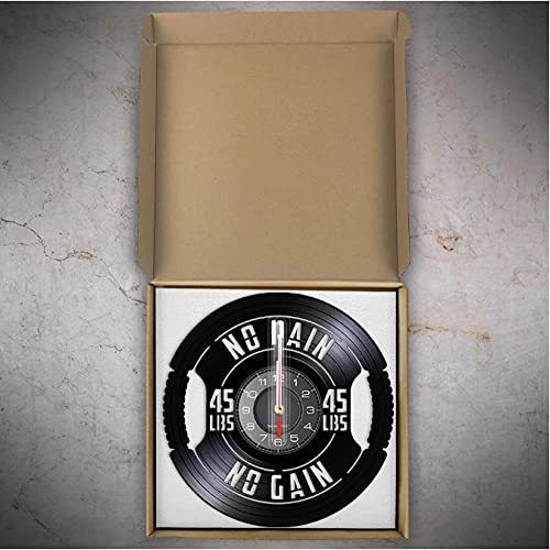 Placa de peso para gimnasio, 45 libras, disco de vinilo, reloj de pared, sala de entrenamiento, levantamiento de pesas, decoración de álbum de vinilo, ilustraciones, regalo de fitness
