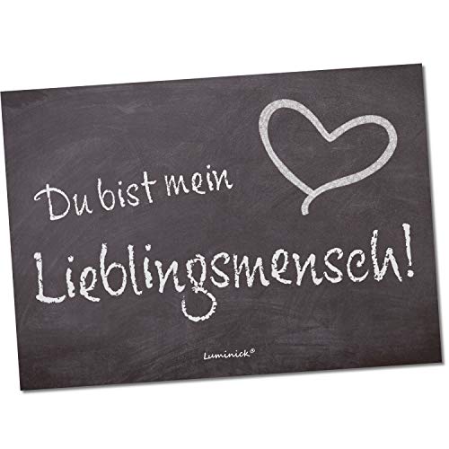 Luminick Postkarte Geschenkkarte Grusskarte DIN A6 Karte für Mann Frau Freund Freundin Lieblingsmensch Liebe Spruch Tafel Kreide, hochwertiges 300gr. Papier Cover