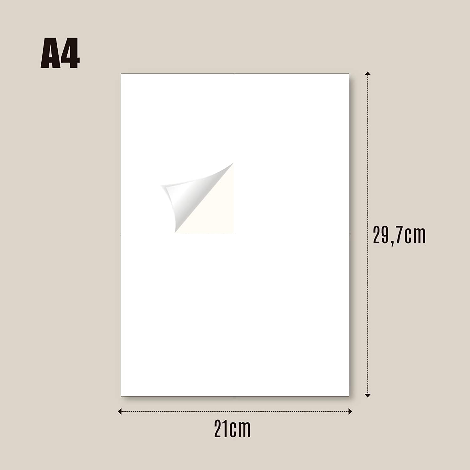 Self-Adhesive Labels, A4 Paperafero, 100 Address Labels, Self-Adhesive 105 x 148 mm, Stickers for Labelling, Design Yourself Stickers