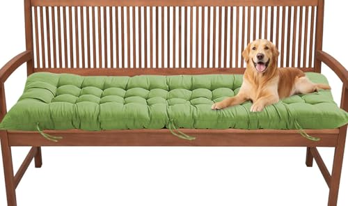 Cuscino per panca da giardino, spesso 8 cm, per esterni, 2 posti, di ricambio, per mobili da giardino, finestre, patio, interni (verde, 120 x 40 cm)