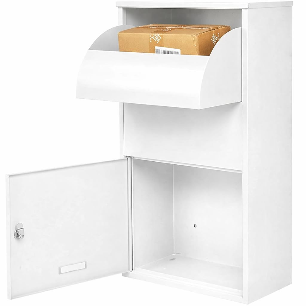 58864 Classic Package Delivery Boxes for Outside,Extra Large Mailbox, Galvanized Steel Parcel Mailbox,Wall Mounted Lockable Anti-Theft for Outdoor Porch, Curbside.- White-image-6