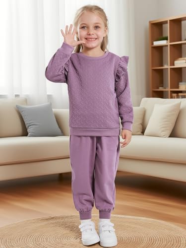 Toddler Girls Outfits Fall Winter Clothes Long Sleeve Ruffle Sweatshirt Pants Set Girl Sweatsuit 2 3 4 5 6 Year3