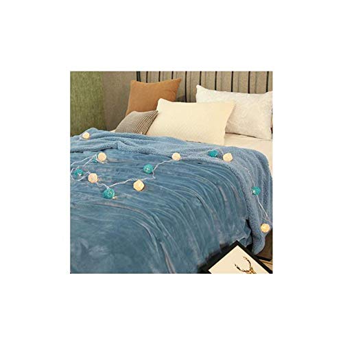 Couverture en laine de corail REYG bleu paon pour canapé et lit douceur absolue