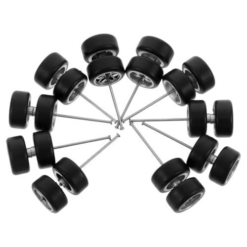 POPETPOP Set 5 Paia Pneumatici per Auto Rc 1/64 Ruote in Plastica e Mozzi in Gomma Ricambi per Modellini di Auto Giocattolo e Progetti Fai-da-Te Compatibili per Migliorare Trazione e