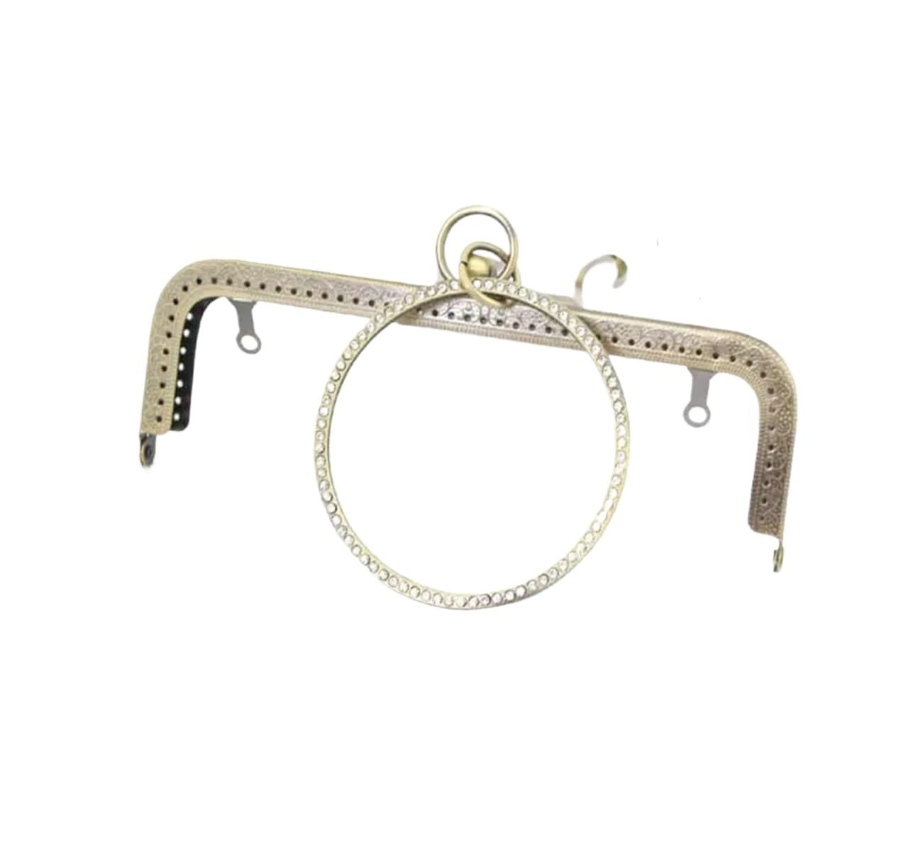 PVUVTNAHW 2pcs/lot 20cm Square Bracelet Handle Imitation Diamond Studded Metal Purse Frame DIY Handbag Accessories(Brown)