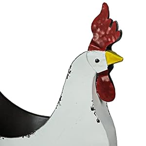 Zeckos Rustic White Finish Metal Rooster Planter - Indoor/Outdoor Decorative Flower Pot for Home and Garden - 15.5 Inches Long - Farmhouse Style Accent Piece Zeckos Rustic White Finish Metal Rooster Planter IndoorOutdoor Decorative Flower Pot for Home and Garden 155 Inches Long Farmhouse Style Accent Piece