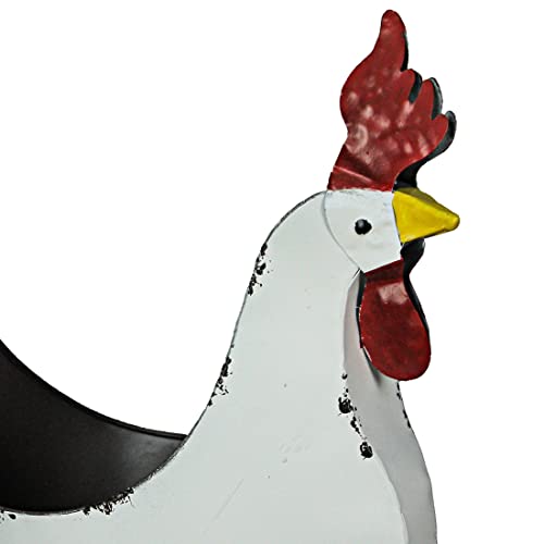 Zeckos-Rustic-White-Finish-Metal-Rooster-Planter-IndoorOutdoor-Decorative-Flower-Pot-for-Home-and-Garden-155-Inches-Long-Farmhouse-Style-Accent-Piece Zeckos Rustic White Finish Metal Rooster Planter IndoorOutdoor Decorative Flower Pot for Home and Garden 155 Inches Long Farmhouse Style Accent Piece
