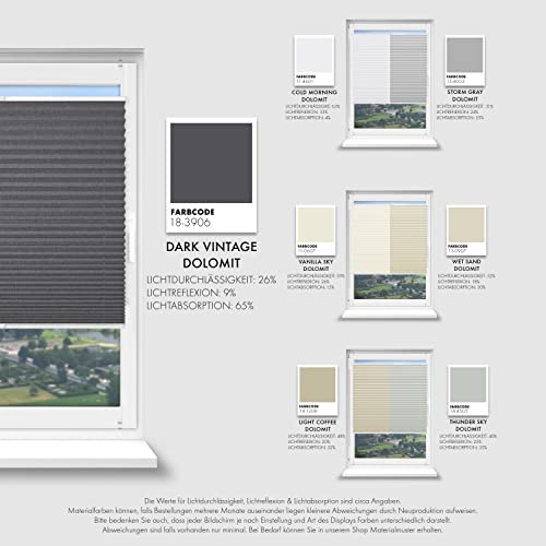 Schuette® Plissee mit Bohren zum Anschrauben ● Dolomite Kollektion: Vanilla Sky (Beige) ● 55x100cm (Breite x Höhe) ● Suprafix Faltrollo Befestigung ● Bequeme Rollo Montage inkl. Video