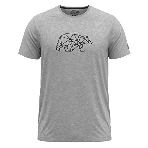 FORSBERG Finnson T-Shirt mit stylischem Bär Brustlogo Rundhals für Herren in Vier verschiedenen Farbkombinationen, Farbe:hellgrau, Größe:3XL