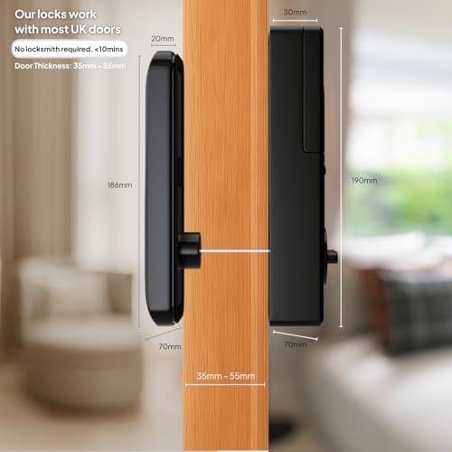 WME DL2 Smart Door Lock – Wi-Fi Voice Fingerprint Keypad (Alexa/Google), Digital Door Lock, Black and Gold, Wi-Fi Enabled with 8-in-1 Access, Aluminium Alloy, Indoor Security, Modern - Image 4