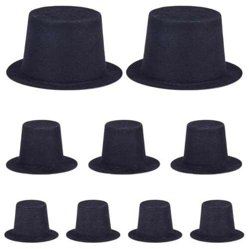 BENECREAT 90PCS 3 Size Mini Top Hat, Black Velvet Tiny