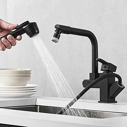 Robinet d'évier de cuisine avec douchette extractible orientable en laiton - 3