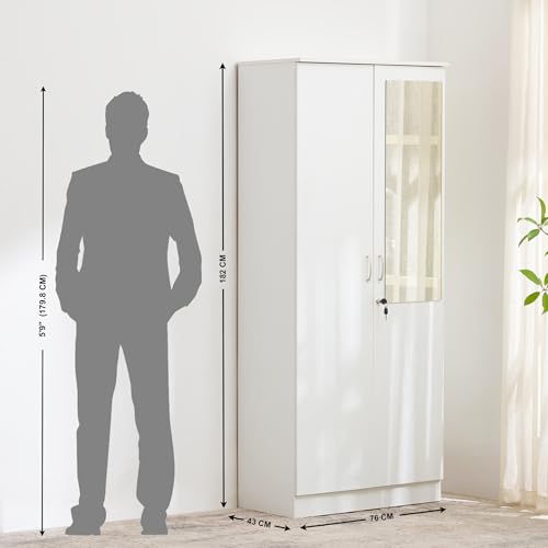 Image of Home Centre Engineered Wood Helios Alton 2-Door Wardrobe with Mirror