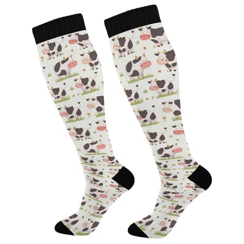 Image of Wusikd Blue Yellow Monster Trucks Compression Socks for Women and Men Circulation Long Socks for Athletic Running 1